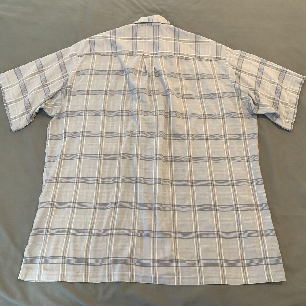 Triumph Of California Shirt Mens XL Blue Gray Plaid Short Sleeve Button Front - Picture 6 of 7